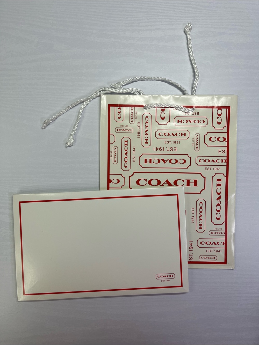 Coach Gift Box & Bag Set - White with Red Logo Set C